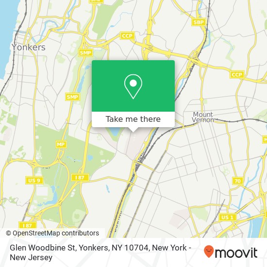 Mapa de Glen Woodbine St, Yonkers, NY 10704