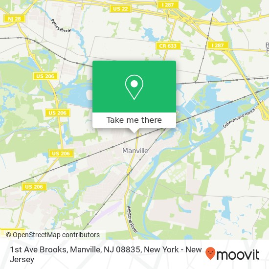 Mapa de 1st Ave Brooks, Manville, NJ 08835