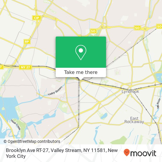 Mapa de Brooklyn Ave RT-27, Valley Stream, NY 11581