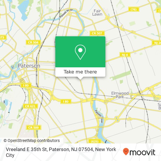 Vreeland E 35th St, Paterson, NJ 07504 map