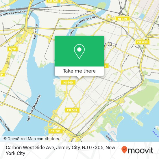 Mapa de Carbon West Side Ave, Jersey City, NJ 07305