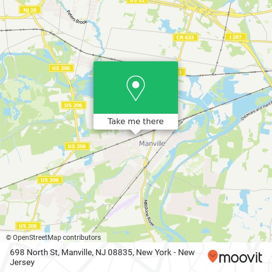 Mapa de 698 North St, Manville, NJ 08835