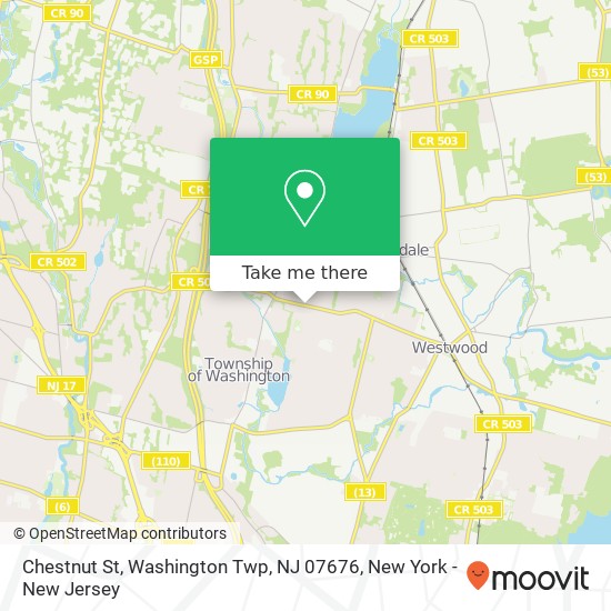 Mapa de Chestnut St, Washington Twp, NJ 07676