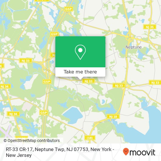 Mapa de RT-33 CR-17, Neptune Twp, NJ 07753