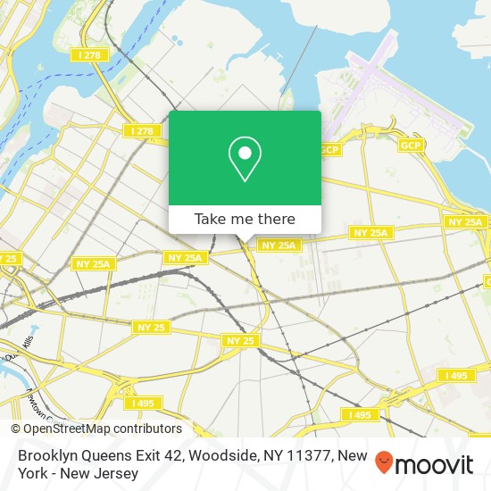 Mapa de Brooklyn Queens Exit 42, Woodside, NY 11377