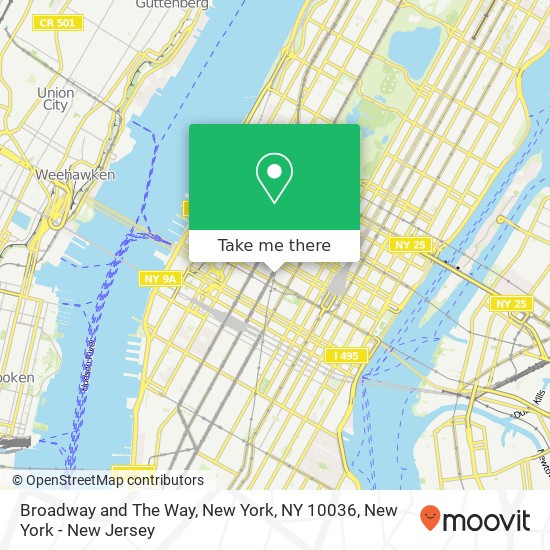 Broadway and The Way, New York, NY 10036 map
