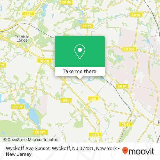 Mapa de Wyckoff Ave Sunset, Wyckoff, NJ 07481