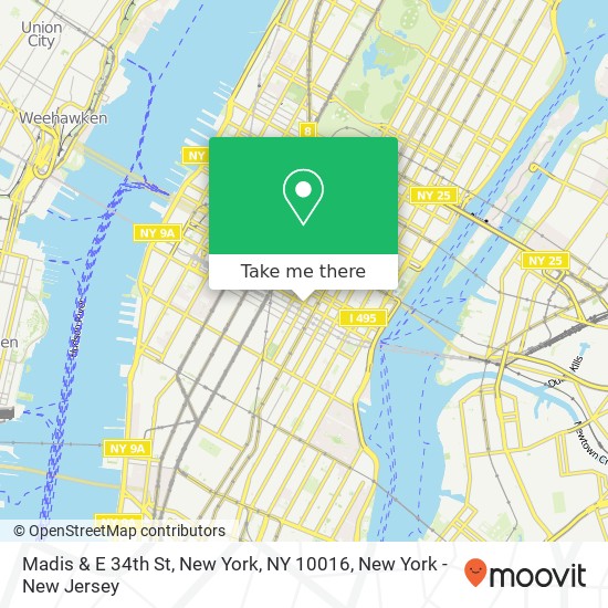 Madis & E 34th St, New York, NY 10016 map