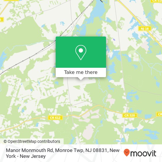 Mapa de Manor Monmouth Rd, Monroe Twp, NJ 08831