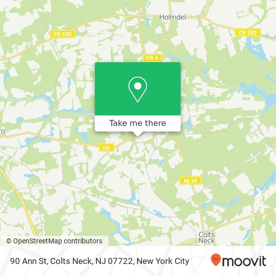 Mapa de 90 Ann St, Colts Neck, NJ 07722