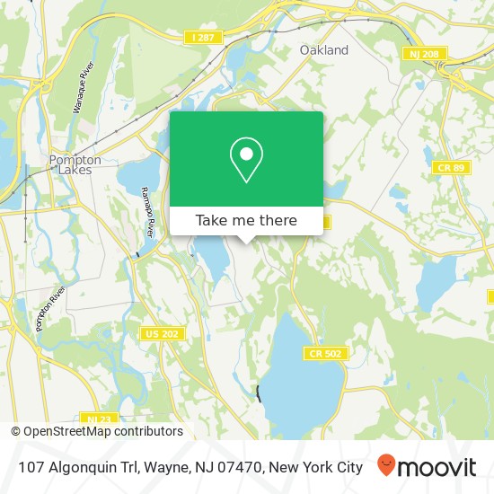 Mapa de 107 Algonquin Trl, Wayne, NJ 07470