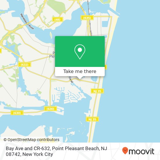 Mapa de Bay Ave and CR-632, Point Pleasant Beach, NJ 08742