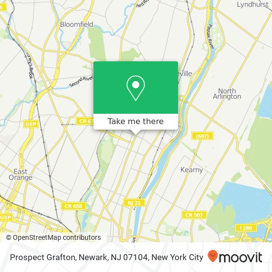 Mapa de Prospect Grafton, Newark, NJ 07104