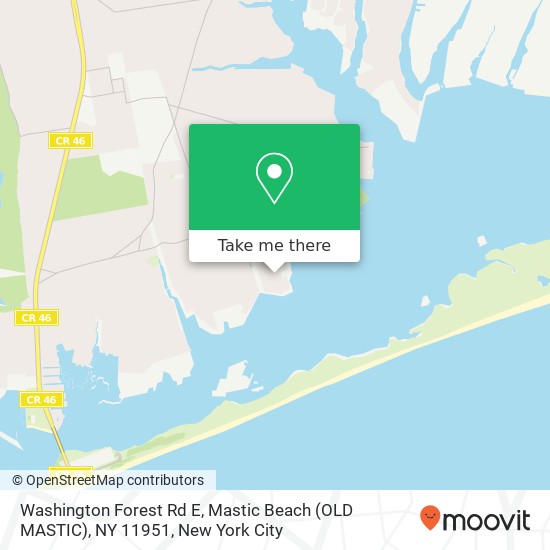 Washington Forest Rd E, Mastic Beach (OLD MASTIC), NY 11951 map