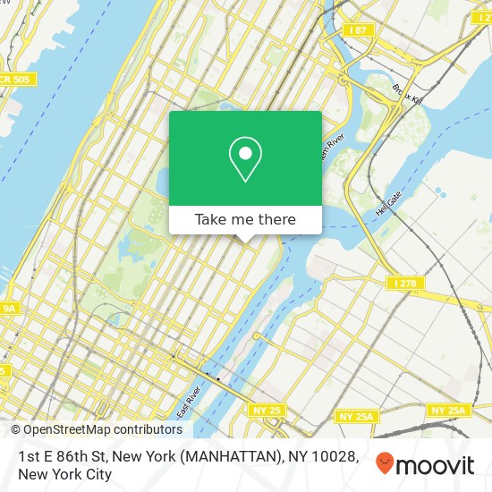 Mapa de 1st E 86th St, New York (MANHATTAN), NY 10028