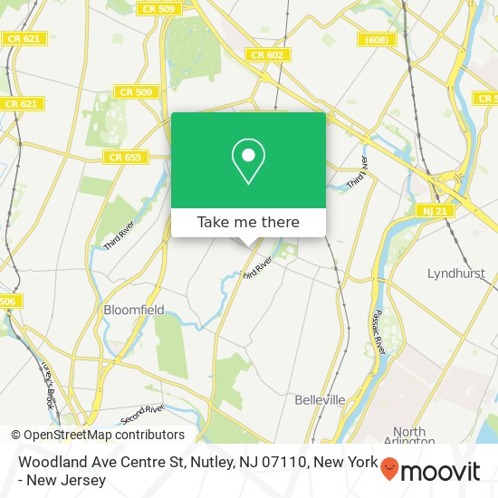 Woodland Ave Centre St, Nutley, NJ 07110 map