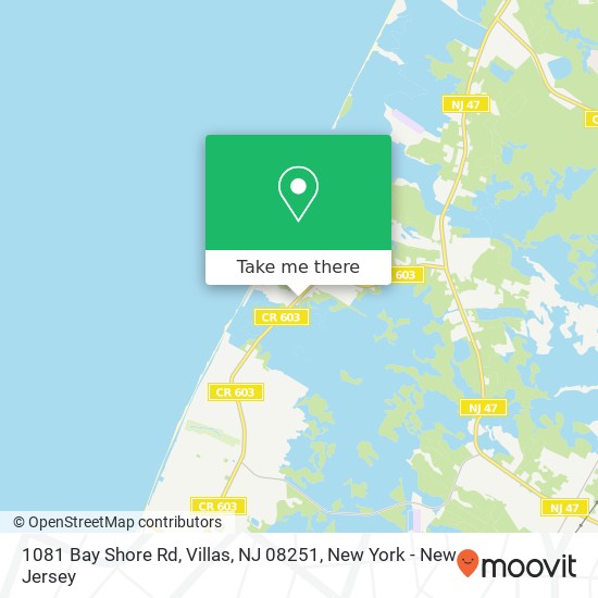 Mapa de 1081 Bay Shore Rd, Villas, NJ 08251