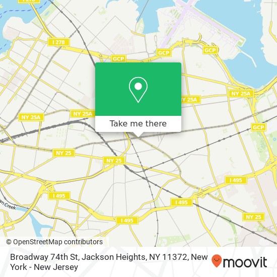 Mapa de Broadway 74th St, Jackson Heights, NY 11372