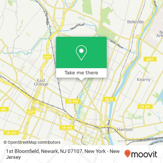 Mapa de 1st Bloomfield, Newark, NJ 07107