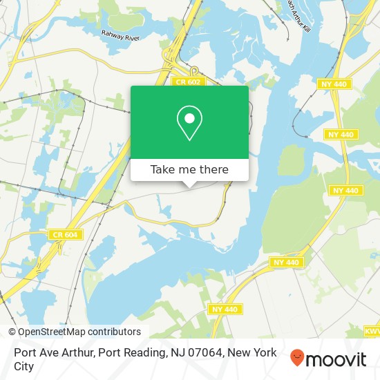 Mapa de Port Ave Arthur, Port Reading, NJ 07064