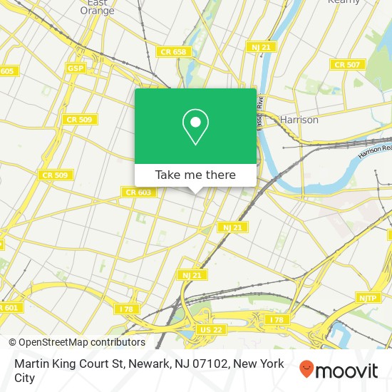 Mapa de Martin King Court St, Newark, NJ 07102