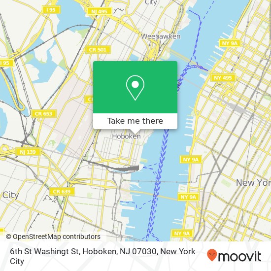Mapa de 6th St Washingt St, Hoboken, NJ 07030