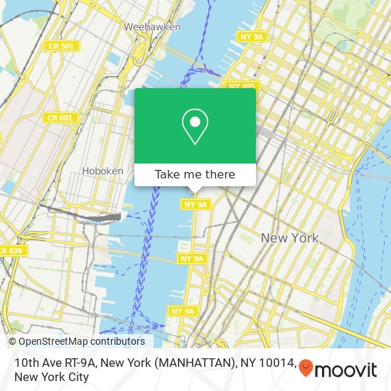 Mapa de 10th Ave RT-9A, New York (MANHATTAN), NY 10014