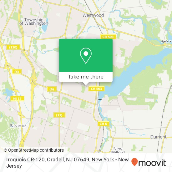 Mapa de Iroquois CR-120, Oradell, NJ 07649