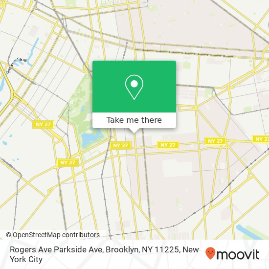 Mapa de Rogers Ave Parkside Ave, Brooklyn, NY 11225