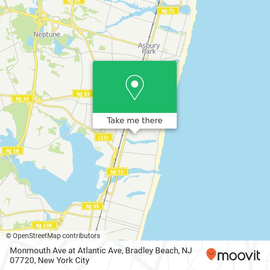 Monmouth Ave at Atlantic Ave, Bradley Beach, NJ 07720 map