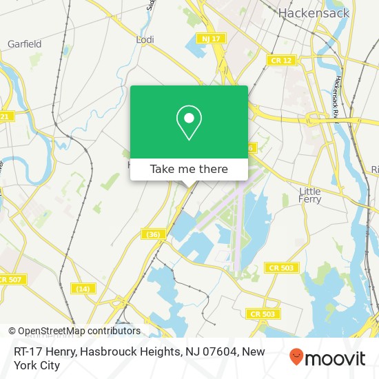 Mapa de RT-17 Henry, Hasbrouck Heights, NJ 07604