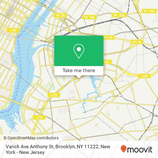 Mapa de Varick Ave Anthony St, Brooklyn, NY 11222