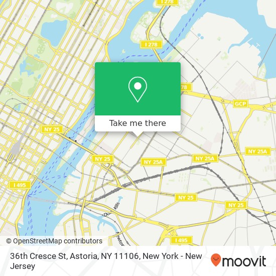 Mapa de 36th Cresce St, Astoria, NY 11106