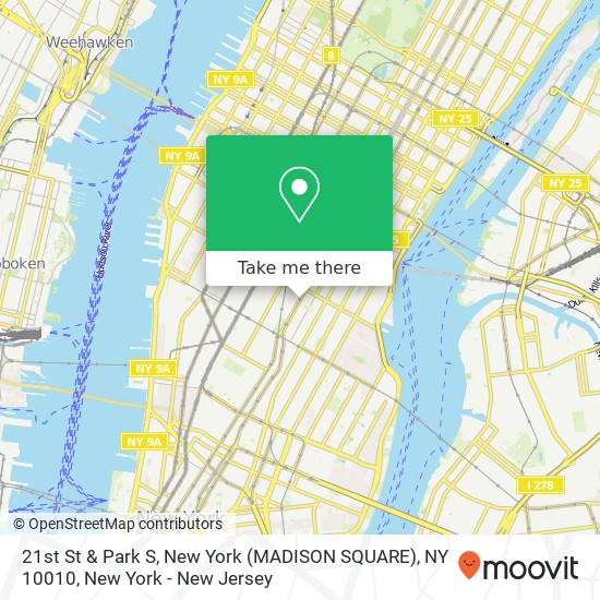 Mapa de 21st St & Park S, New York (MADISON SQUARE), NY 10010