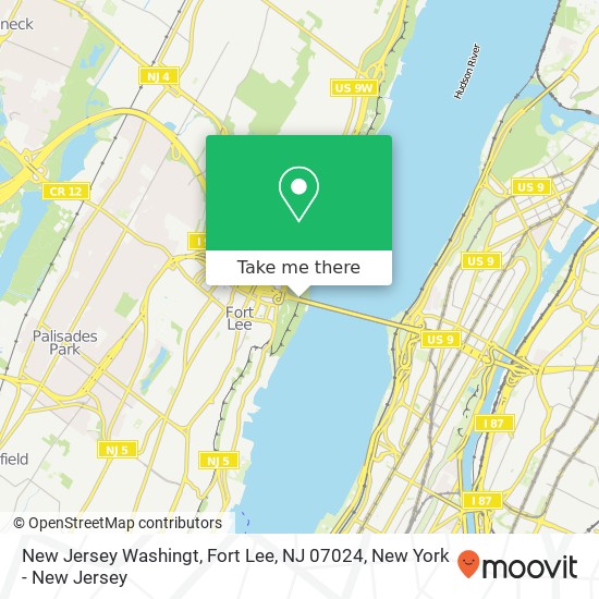 Mapa de New Jersey Washingt, Fort Lee, NJ 07024
