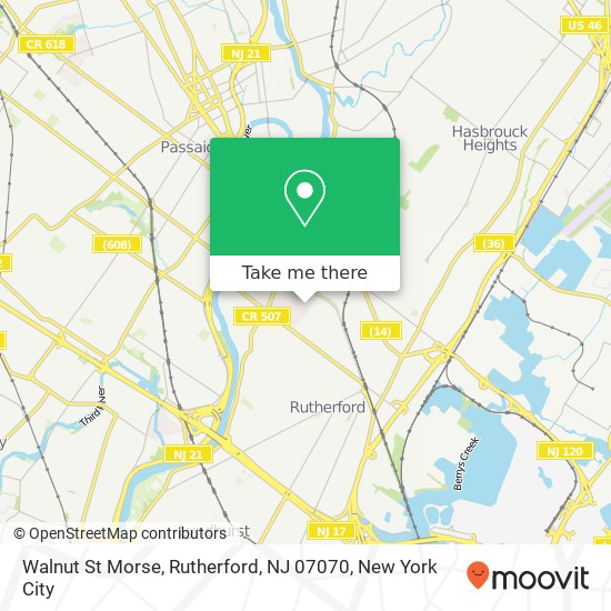 Mapa de Walnut St Morse, Rutherford, NJ 07070