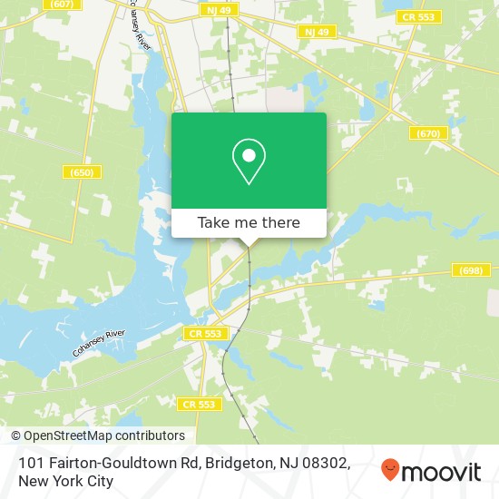 Mapa de 101 Fairton-Gouldtown Rd, Bridgeton, NJ 08302