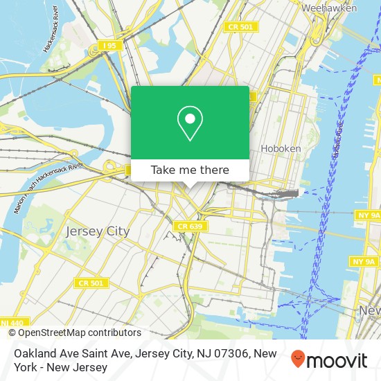 Mapa de Oakland Ave Saint Ave, Jersey City, NJ 07306