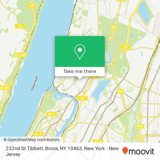 Mapa de 232nd St Tibbett, Bronx, NY 10463