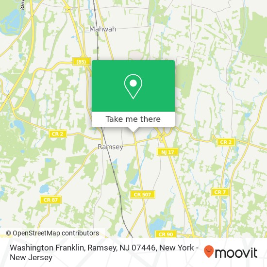 Mapa de Washington Franklin, Ramsey, NJ 07446