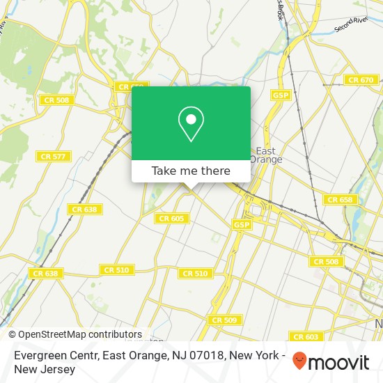 Mapa de Evergreen Centr, East Orange, NJ 07018