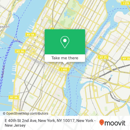 Mapa de E 40th St 2nd Ave, New York, NY 10017