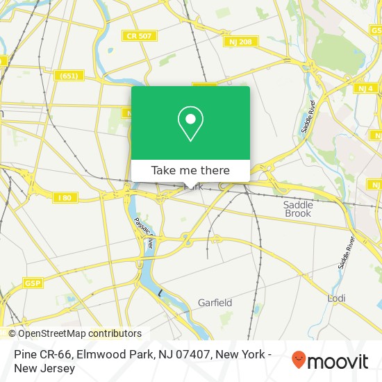 Mapa de Pine CR-66, Elmwood Park, NJ 07407