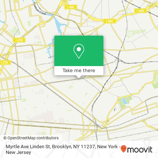 Mapa de Myrtle Ave Linden St, Brooklyn, NY 11237