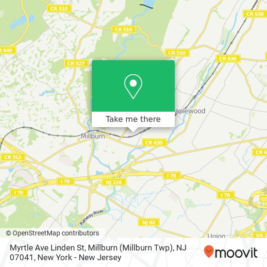 Myrtle Ave Linden St, Millburn (Millburn Twp), NJ 07041 map