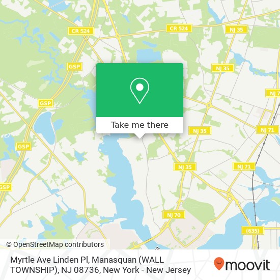 Mapa de Myrtle Ave Linden Pl, Manasquan (WALL TOWNSHIP), NJ 08736