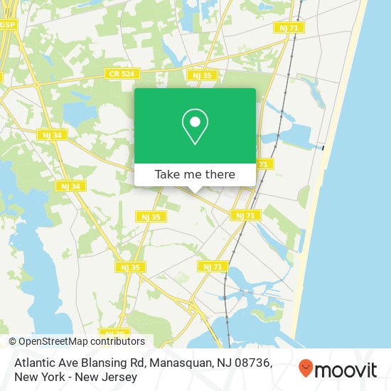 Mapa de Atlantic Ave Blansing Rd, Manasquan, NJ 08736