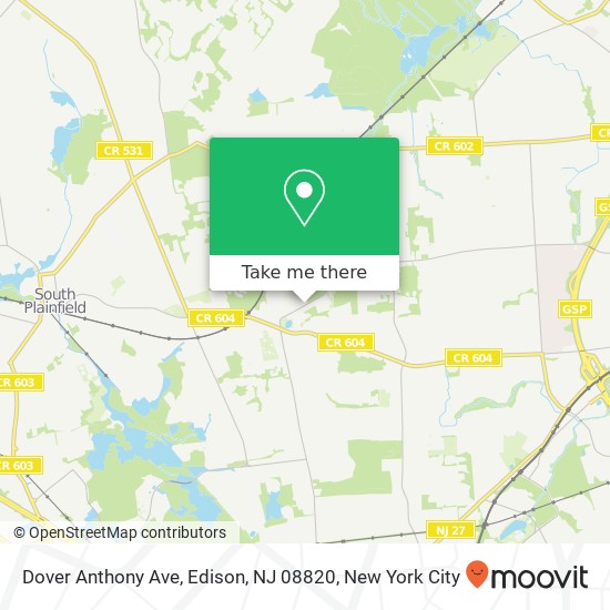 Mapa de Dover Anthony Ave, Edison, NJ 08820