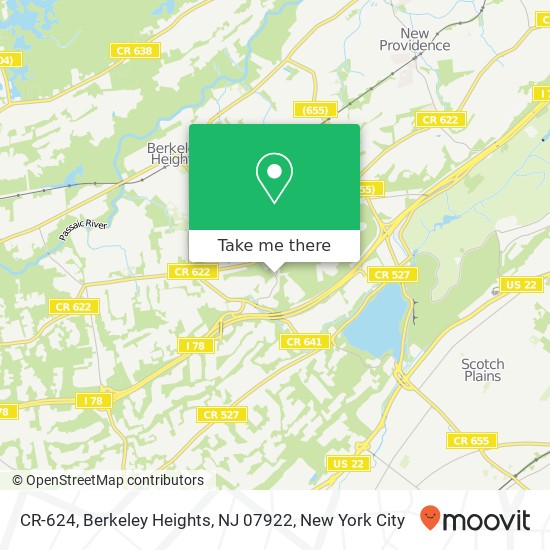Mapa de CR-624, Berkeley Heights, NJ 07922