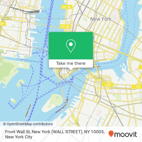 Mapa de Front Wall St, New York (WALL STREET), NY 10005